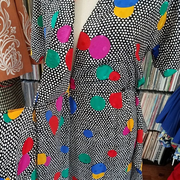 SOLD - Vintage Rainbow Polka Dot Dress - Picture 7 of 8